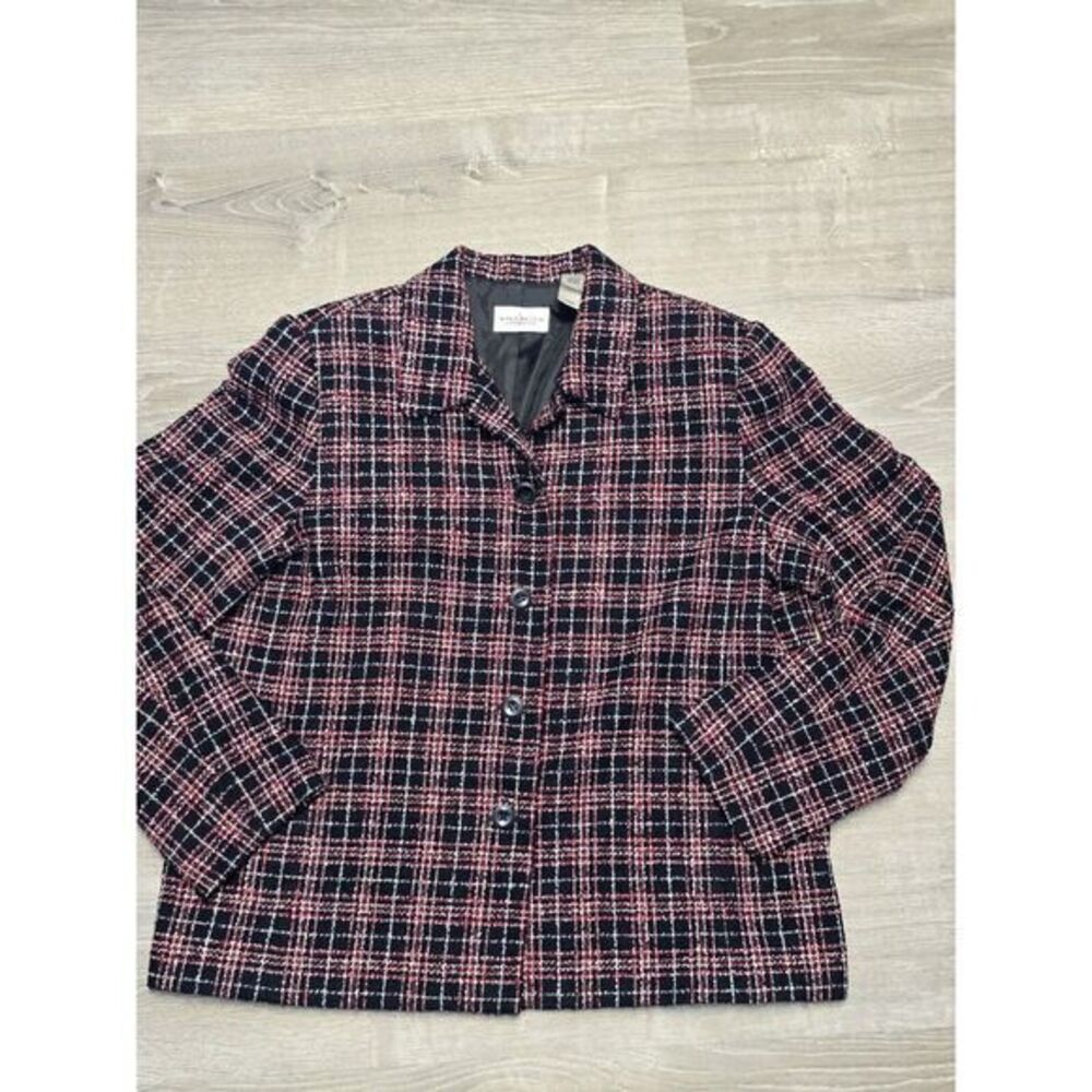 Villager A Liz Claiborne Company Women's Plaid Tweed Jacket Size 14